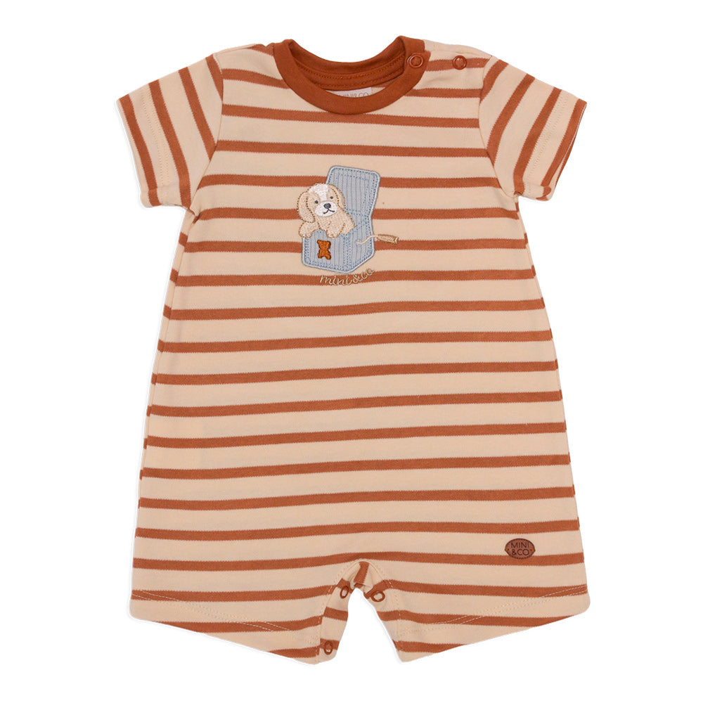 Macacão Manga Curta Bordado Suedine Masculino – Cachorrinhos