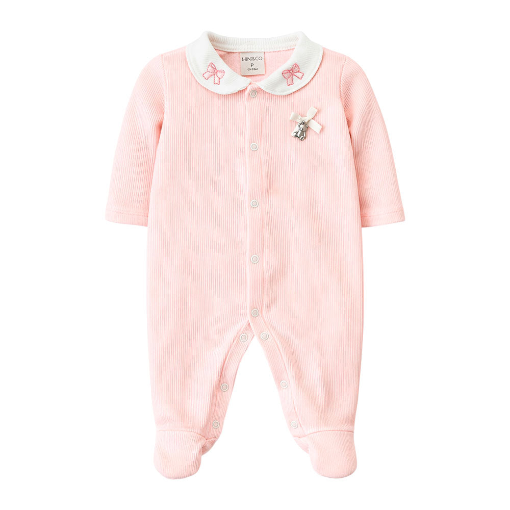 Macacão Manga Longa Tricot Gola Bipartida Mini & Co Feminino - Ursinhas