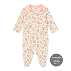 Macacão Manga Longa com Gola Bordada Feminino Mini & Co - Gatinhas