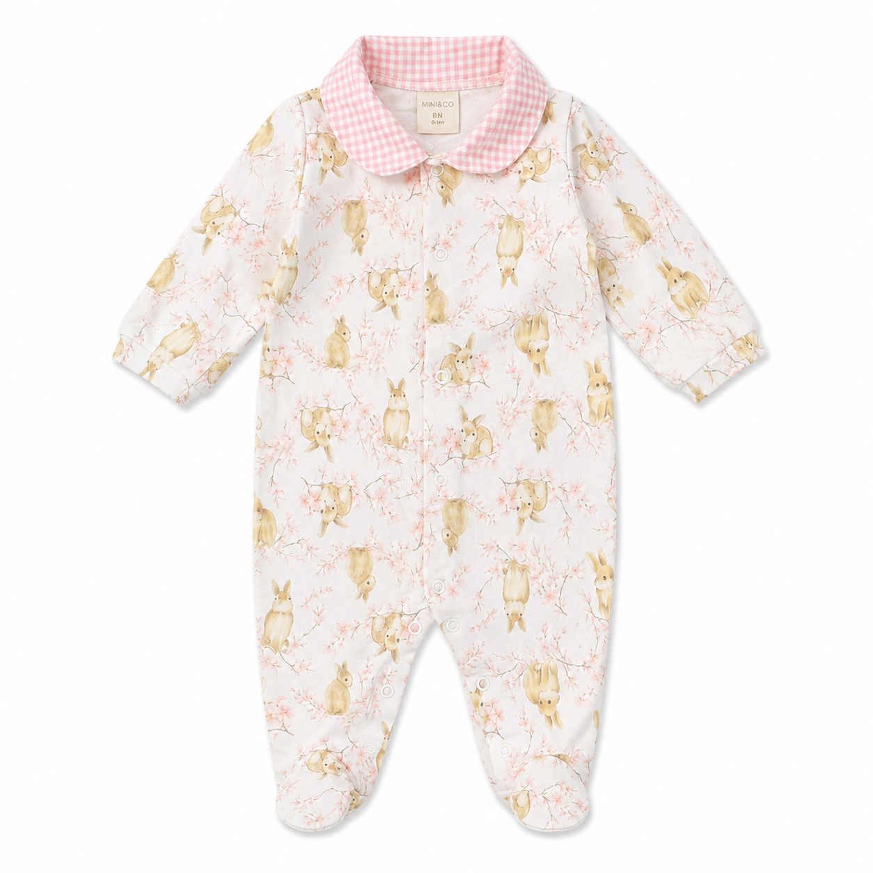 Macacão Manga Longa Estampado Feminino Mini & Co - Coelhinhas