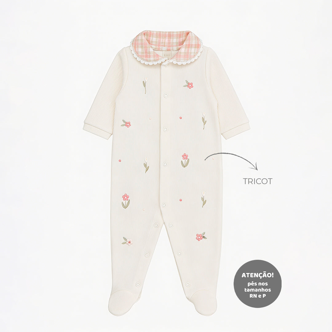 Macacão Manga Longa Com Gola Mini & CO Em Tricot E Suedine Feminino - Ursinhas