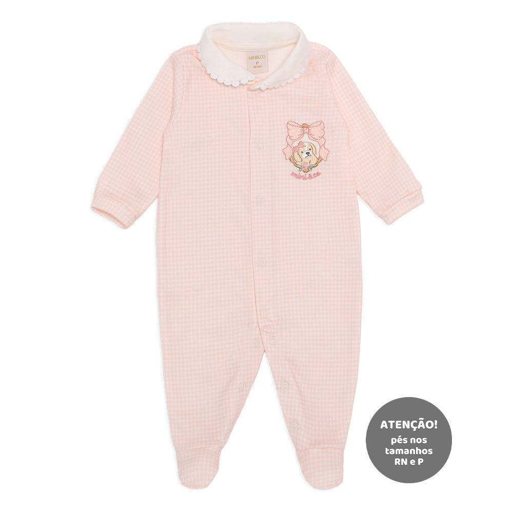 Macacão Manga Longa Estampado com Gola Bipartida Suedine Feminino –  Cachorrinhas