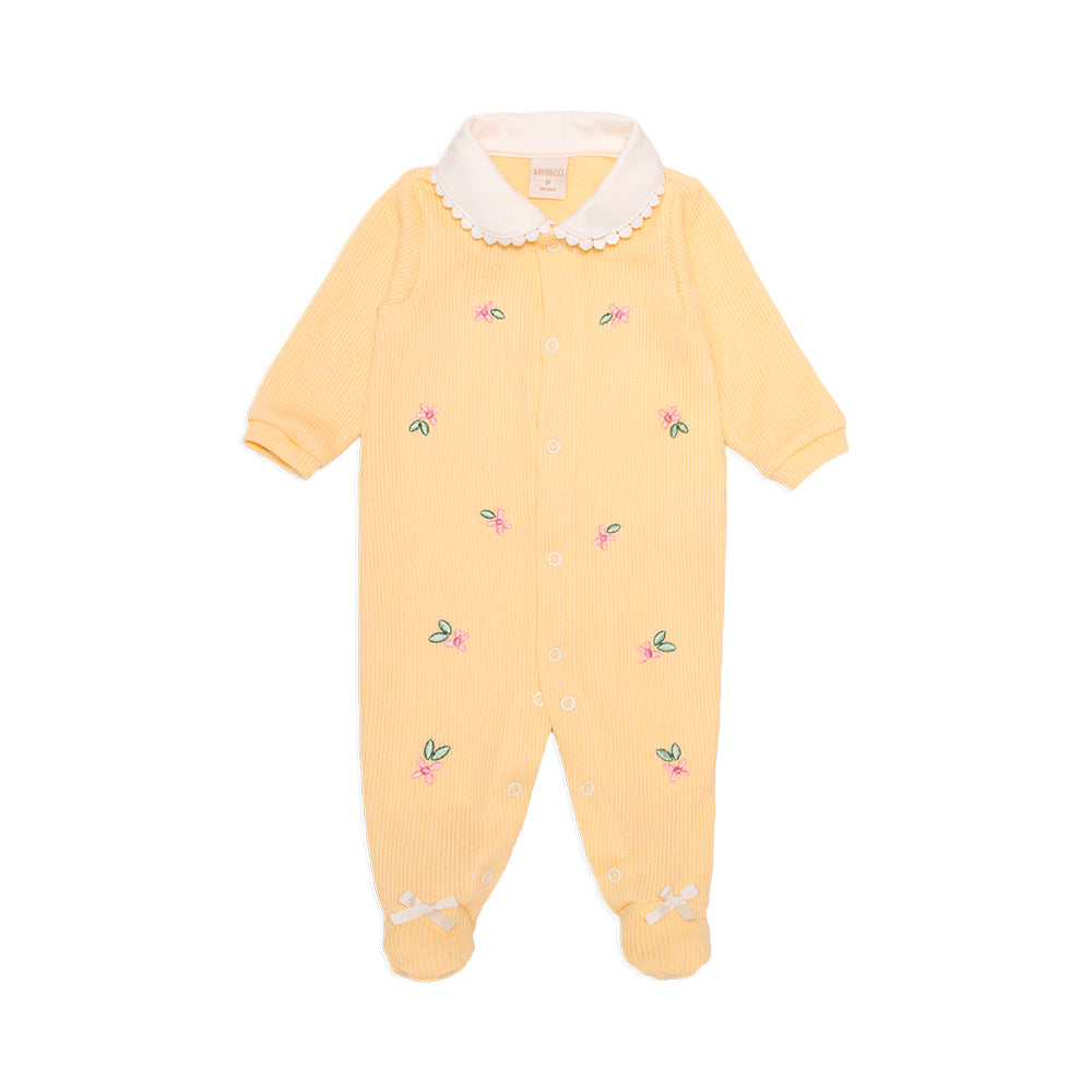 Macacão Manga Longa Mini E Co Tricot E Suedine Com Gola Feminino - Passarinhos