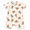 Macacão Manga Curta Com Abertura Em Zíper Mini & CO Em Suedine Masculino - Urso Mini&CO