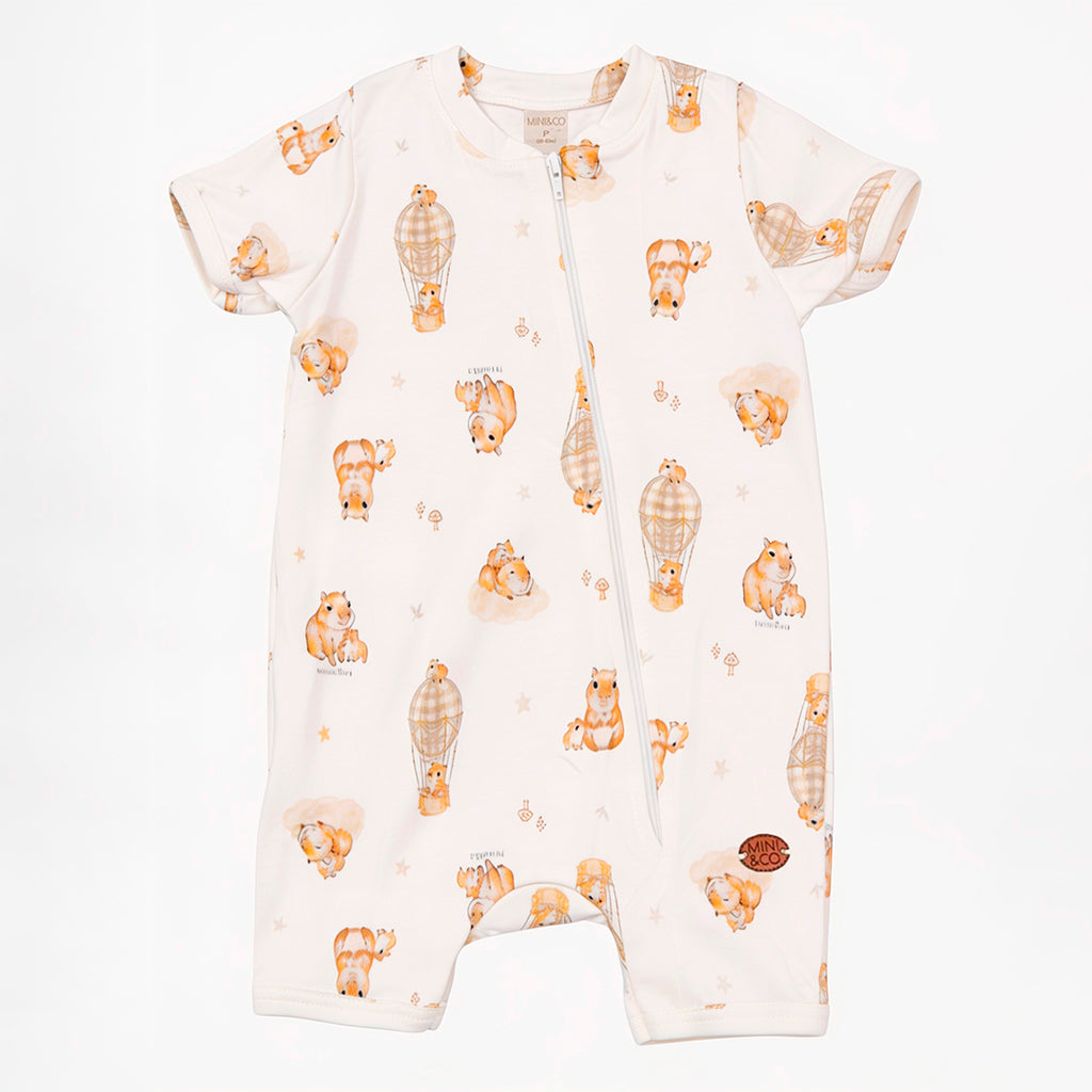 Macacão Manga Curta Zíper Estampado Masculino Mini & Co – Capivaras