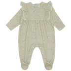 Macacão Manga Longa Recorte e Babado Suedine Feminino - Little Sweet