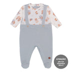 Macacão Manga Longa Jardineira Falsa Suedine e Tricot Masculino - Cachorrinhos