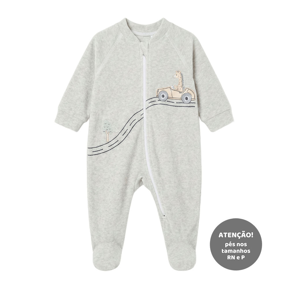 Macacão Manga Longa Zíper Plush Masculino Mini & Co - Carrinhos