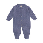 Macacão Manga Longa Trançado Tricot Mescla Azul Masculino - Mini & Co