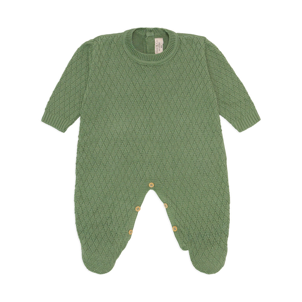Macacão Manga Longa Tricot Ponto Diferenciado Verde Masculino - Mini & Co