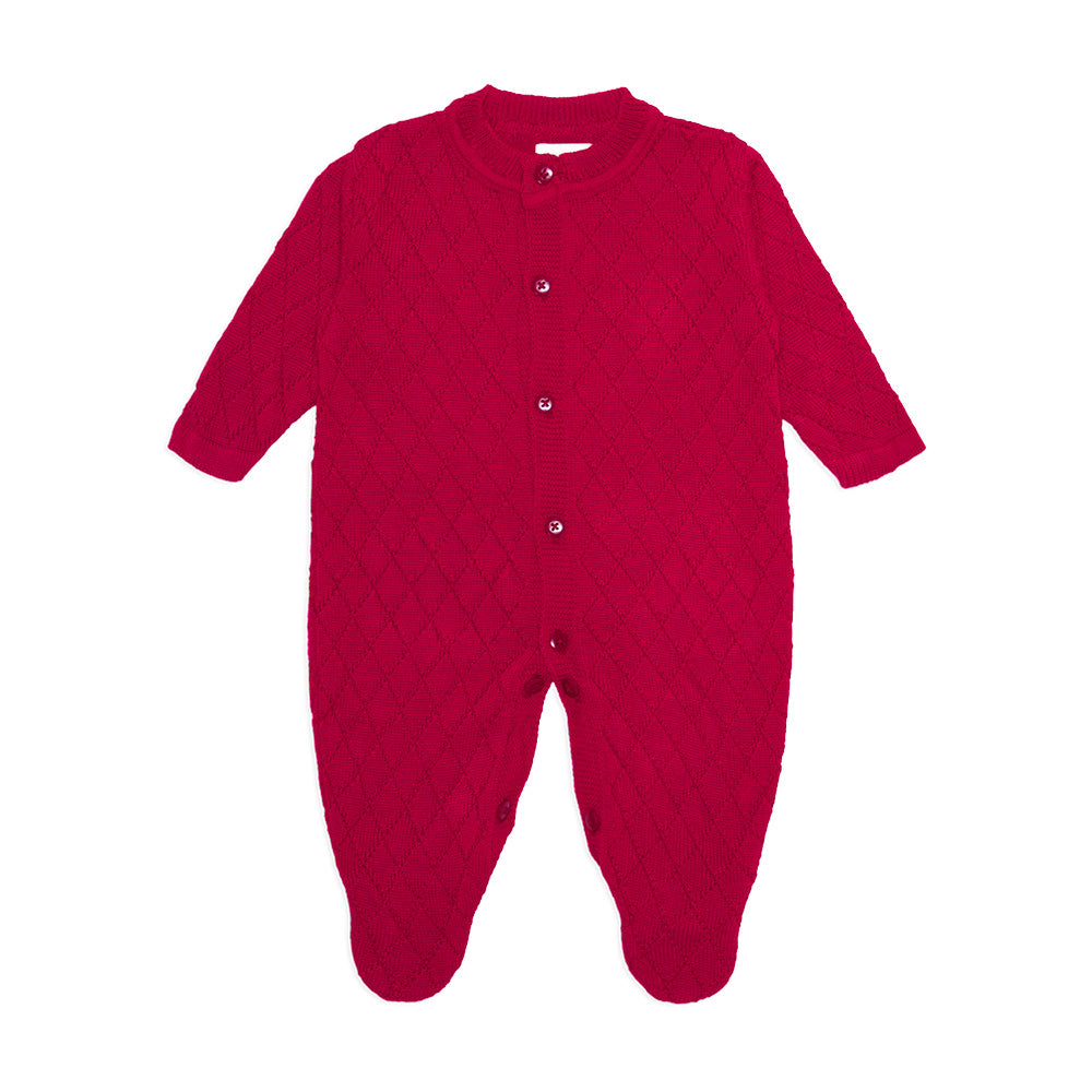 Macacão Manga Longa Tricot Vermelho Unissex - Mini & Co