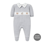 Macacão Manga Longa Gola Tricot Masculino Mini & Co - Ursinhos