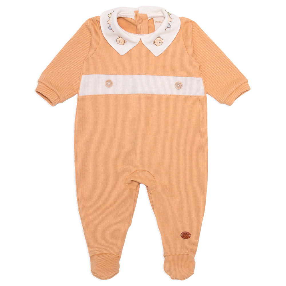 Macacão Manga Longa Mini E Co Tricot Com Recorte E Gola Bipartida Masculino - Ursinhos