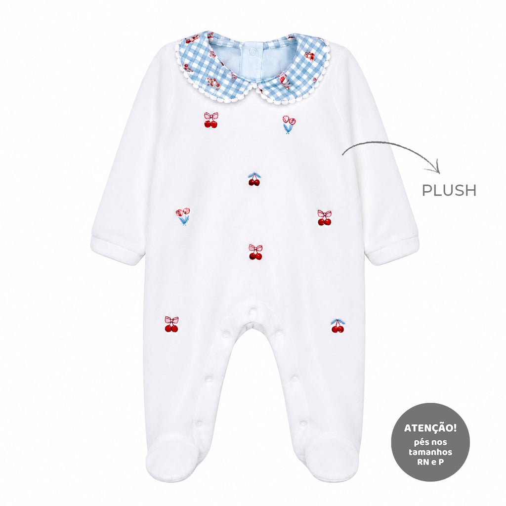 Macacão Manga Longa Plush Bordado com Gola Feminino Mini & Co – Camponesa