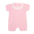 Macacão Manga Curta Gola Babado Rosa Feminino - Mini & Co