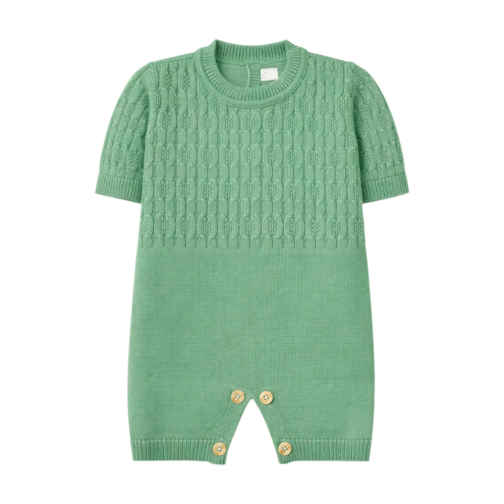 Macacão Manga Curta Tricot Sopreposto Verde Masculino - Mini & Co