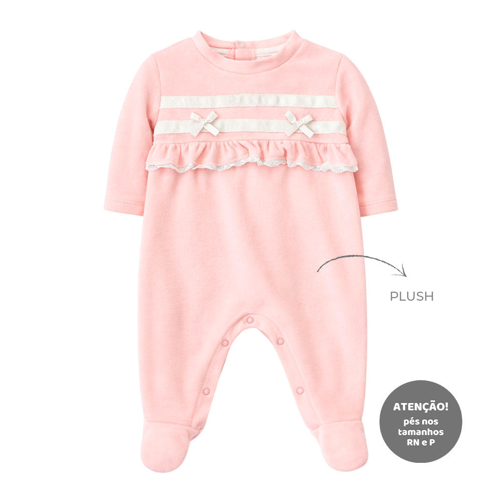 Macacão Manga Longa Recorte Plush Mini & Co Feminino - Ursinhas