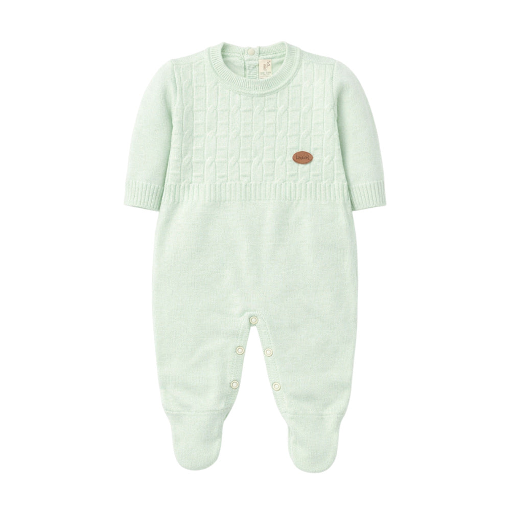 Macacão Manga Longa Tricot Sobreposto Verde Masculino - Mini & Co