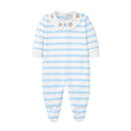 Macacão Manga Longa Tricot Gola Bordada Listrado Azul Masculino - Mini & Co