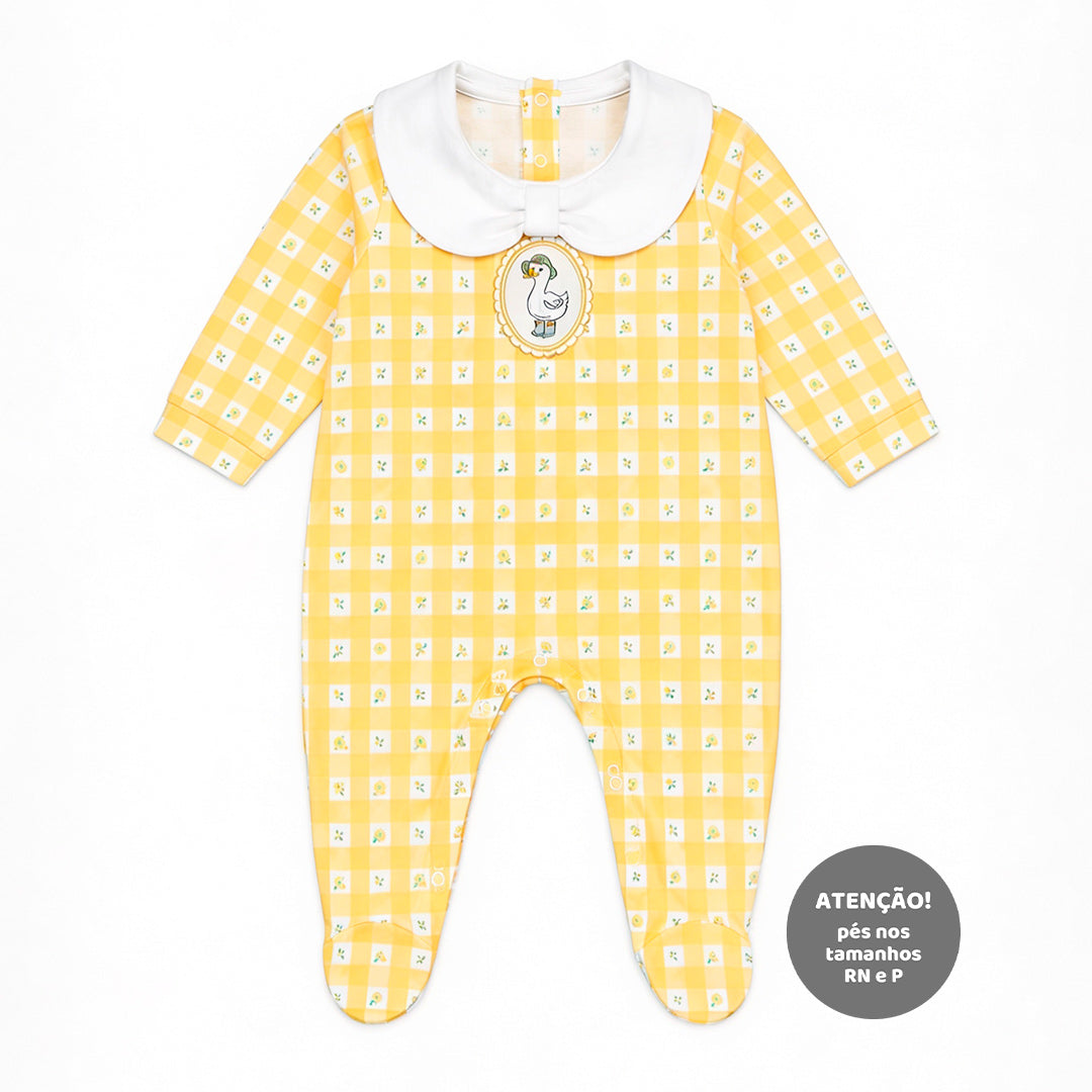 Macacão Manga Longa Com Gola Laço Mini & CO Em Suedine Feminino - Patinhas