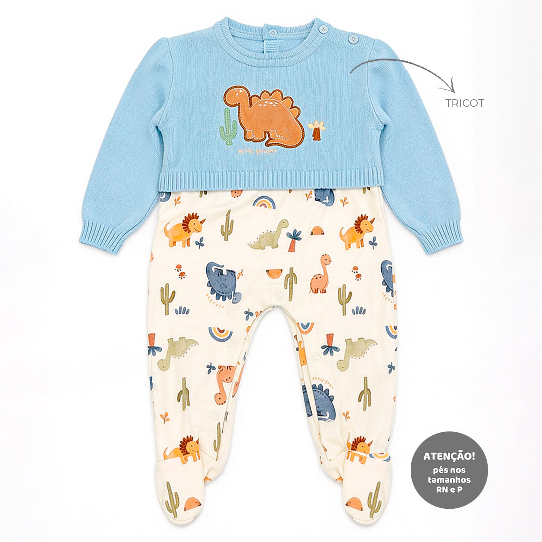 Macacão Manga Longa Sobreposto Tricot e Suedine Masculino Mini & Co – Dinos