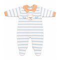 Macacão Manga Longa Tricot Listrado Ursinho Azul Masculino – Mini & Co