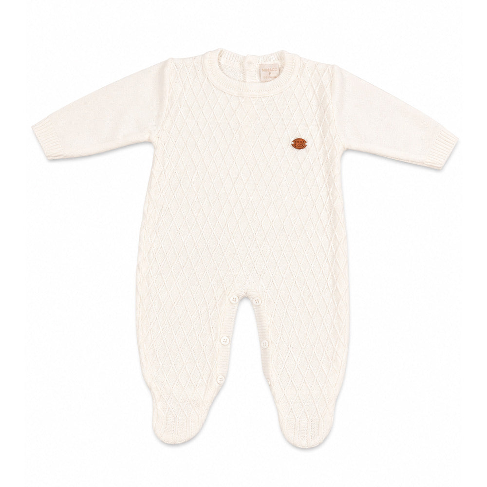 Macacão Manga Longa Tricot Ponto Losango Off White Masculino – Mini & Co