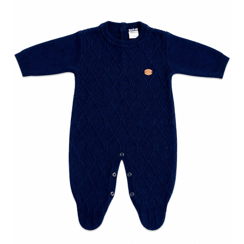 Macacão Manga Longa Tricot Losango Marinho Masculino – Mini & Co