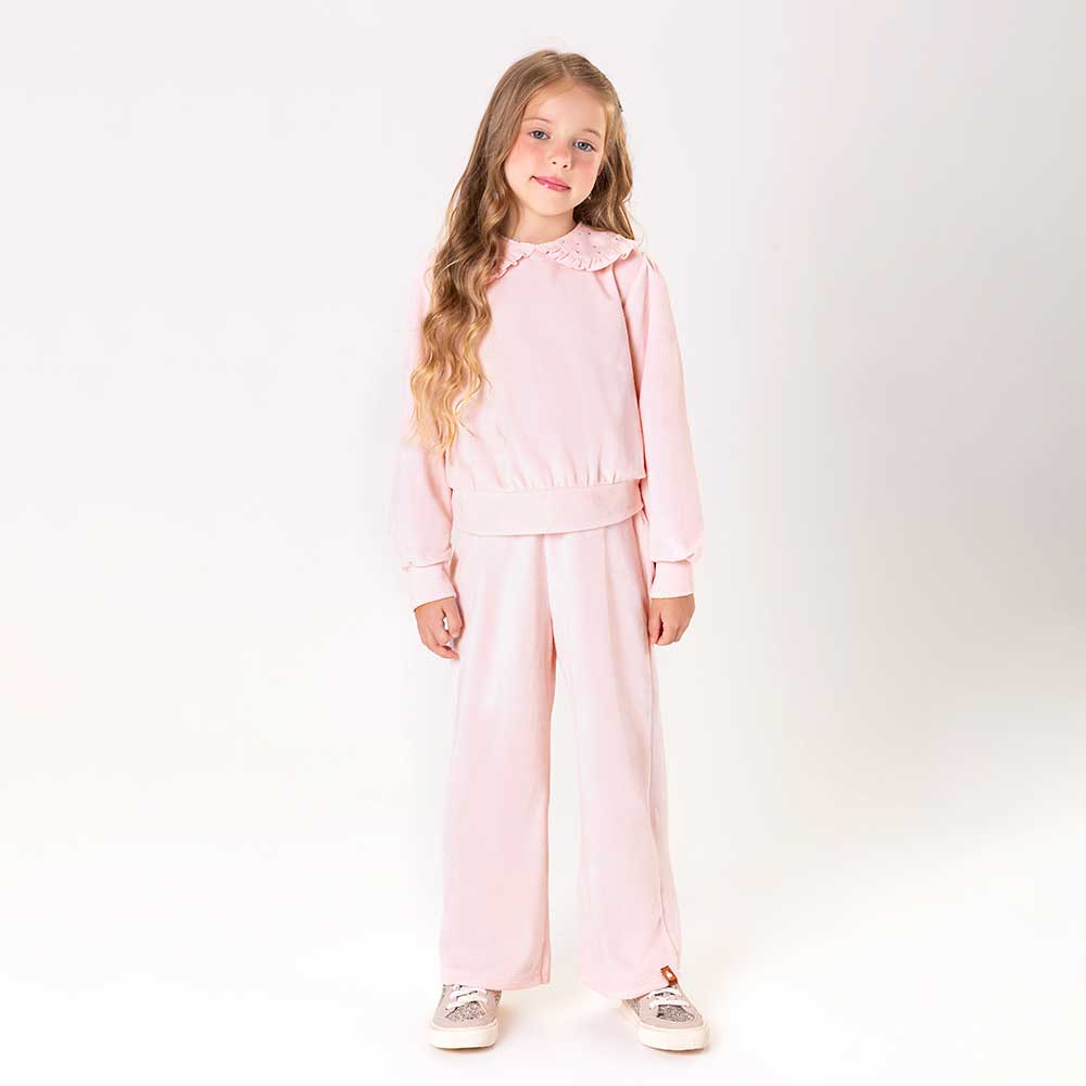 Conjunto Blusão e Calça Wide em Plush Gola Strass Somnii - Feminino