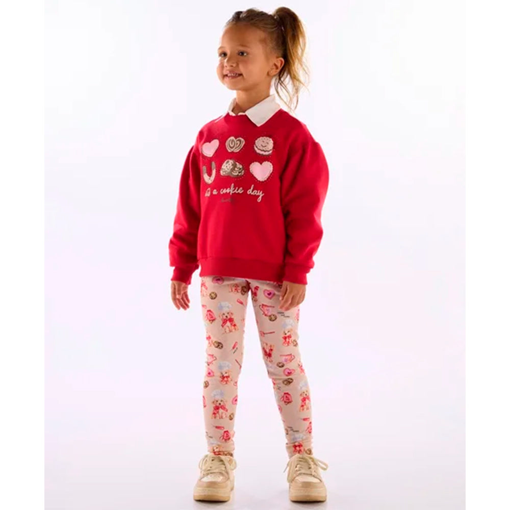 Conjunto Blusão Felpado E Legging Quimby Cookie Mood Feminino