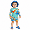 Conjunto Praia Estampa Dinossauros Verão Bebê Masculino Boca Grande - Verde