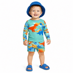 Conjunto Praia Estampa Dinossauros Verão Bebê Masculino Boca Grande - Verde
