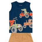 Conjunto Regata E Bermuda Moletinho Brandilli Estampa de Jacaré Em Puff Masculino