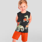 Conjunto Regata E Bermuda Moletinho Brandilli Estampa de Jacaré Em Puff Masculino
