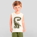 Conjunto Regata E  Bermuda Moletinho Brandilli Estampa de Dinossauro Em Puff Masculino