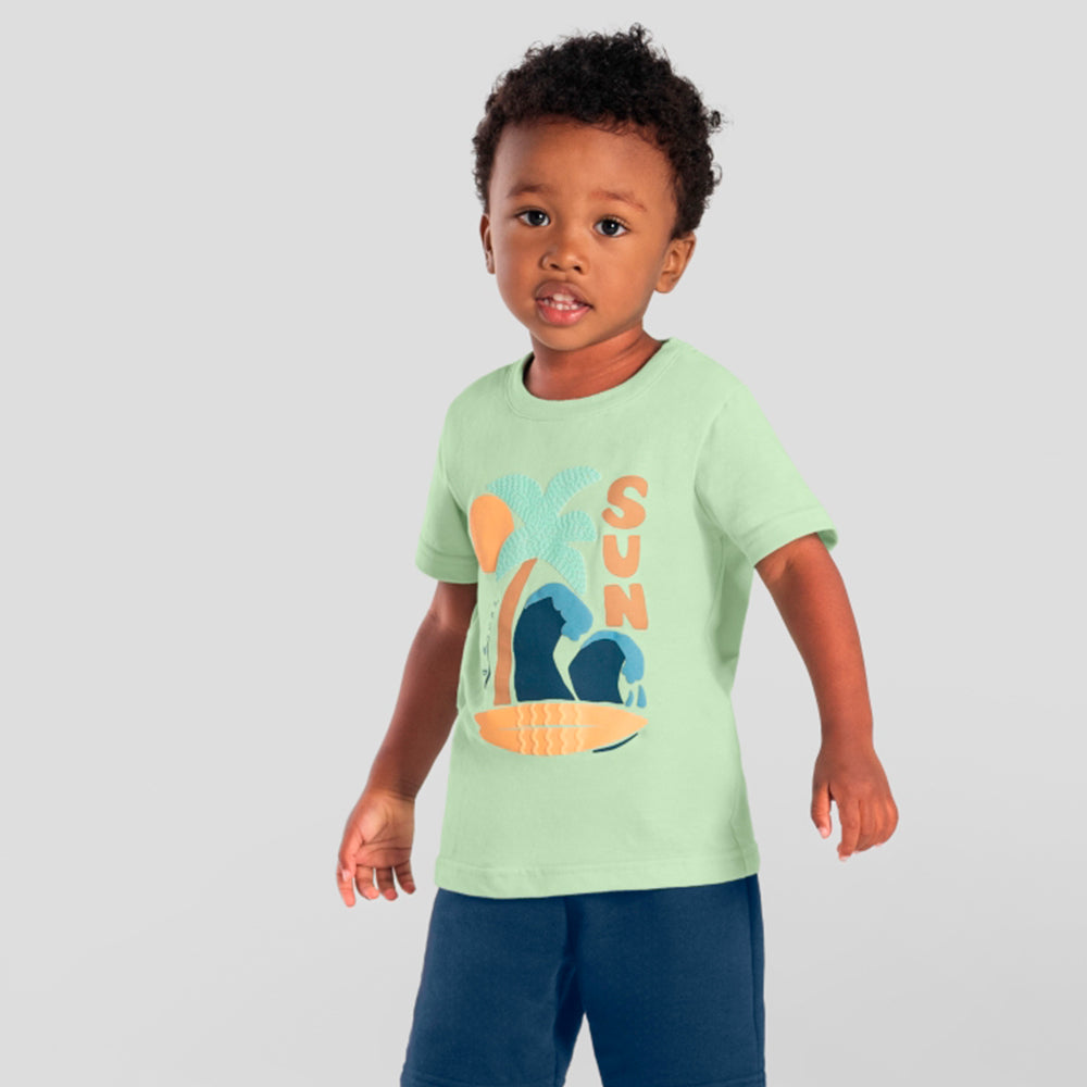Conjunto Manga Curta E  Bermuda Brandili Estampa Tropical Masculino