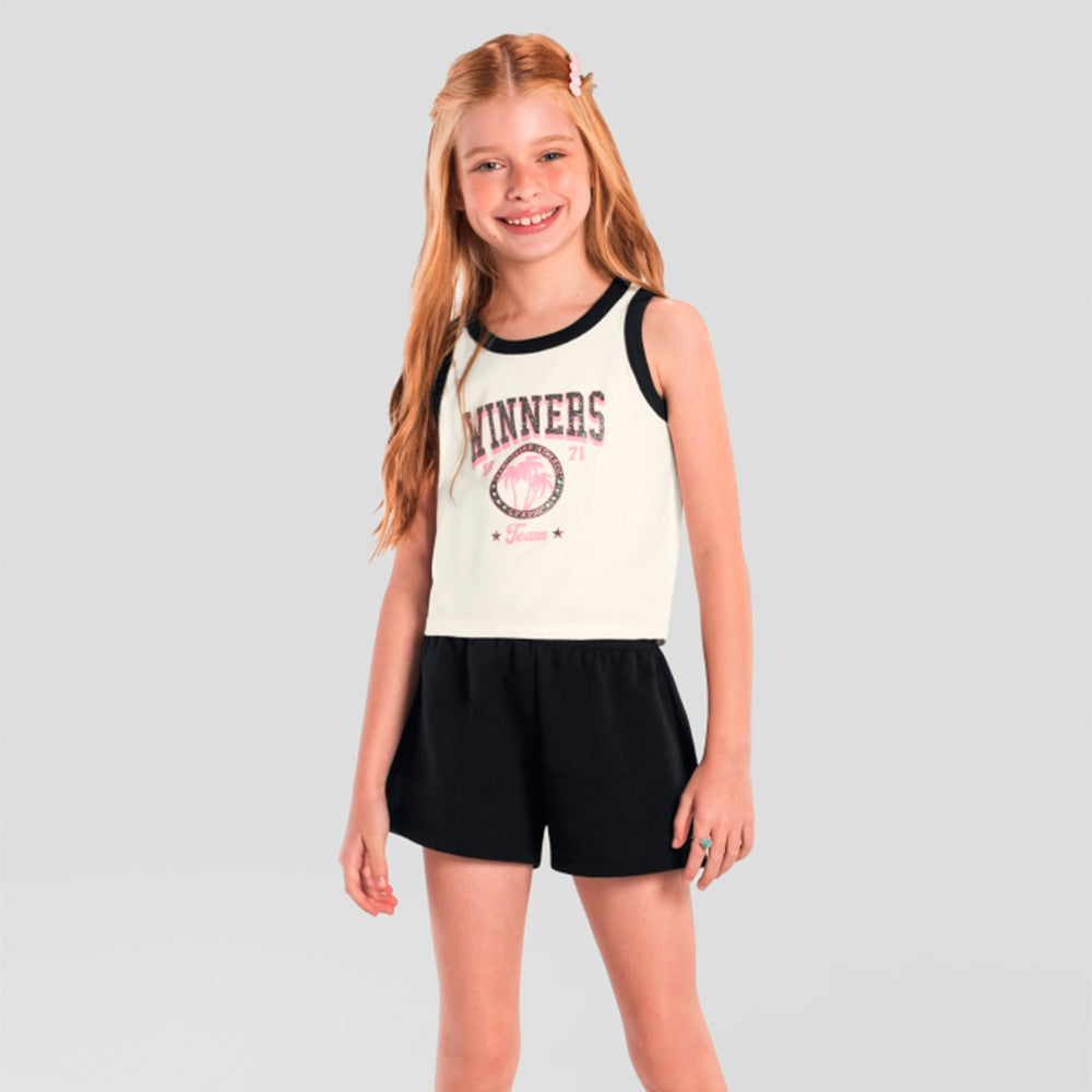 Conjunto Regata e Shorts Brandili Com Glitter Feminino