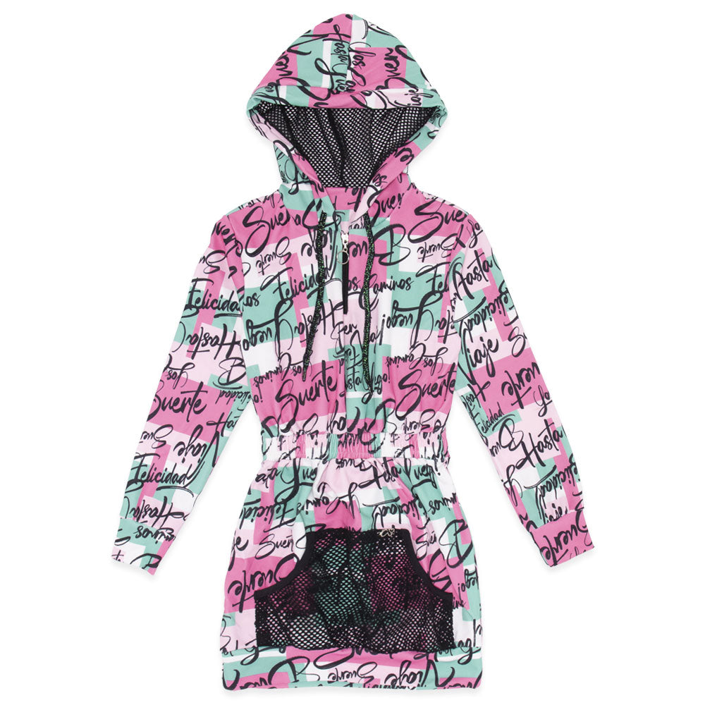 Vestido Manga Longa Capuz com Zíper Estampado Menina Anjo - Feminino