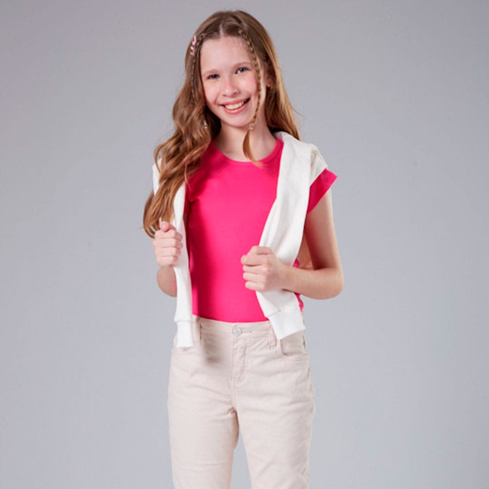 Blusinha Manga Curta Ribana Canelada Nina Go - Feminina