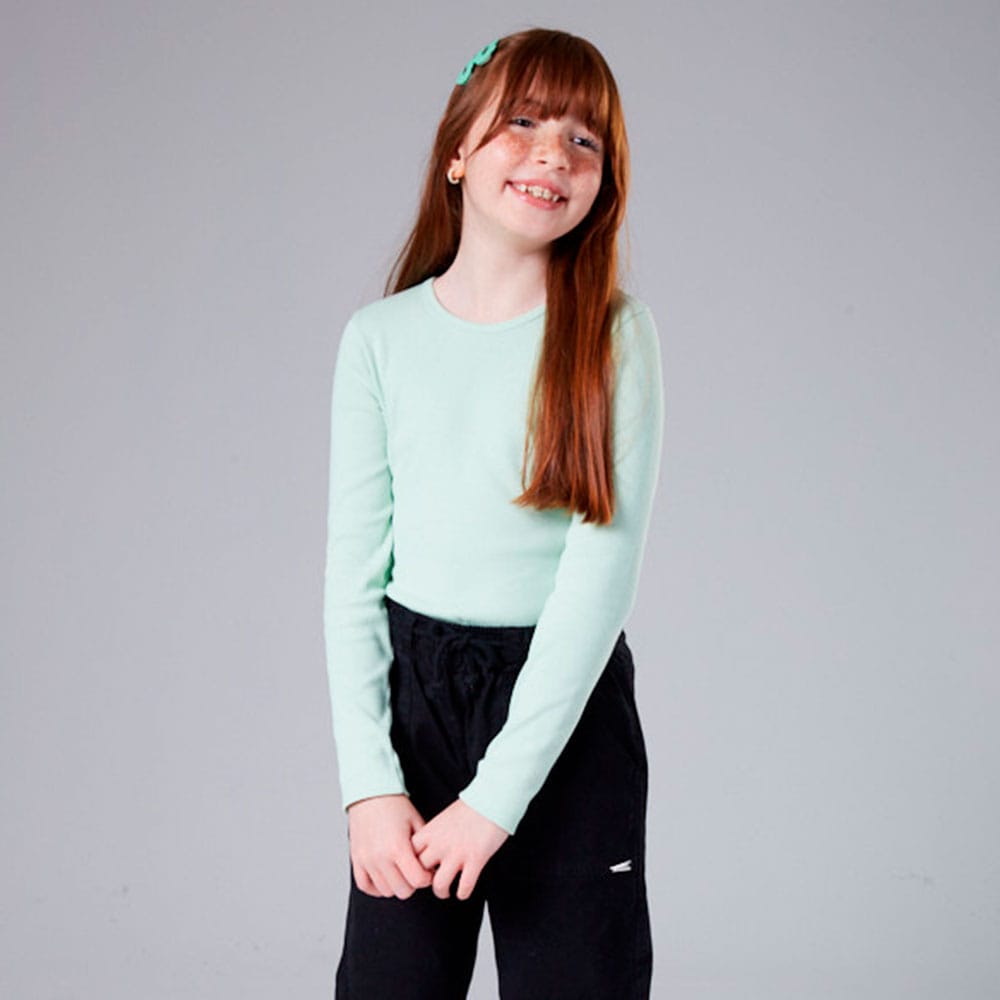 Blusinha Manga Longa Ribana Canelada Nina Go - Feminina