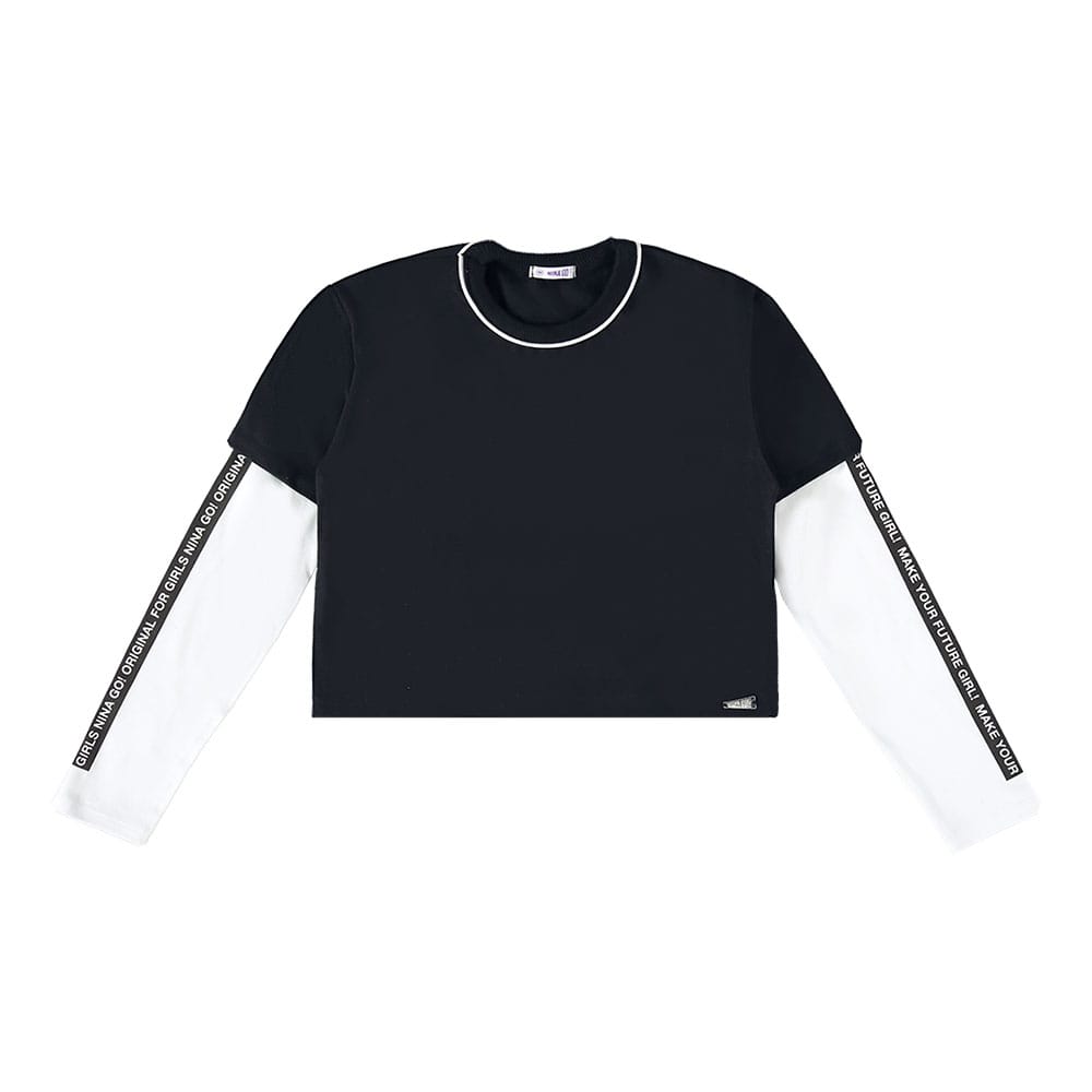 Blusa Manga Longa Malhão e Cotton Nina Go - Feminina