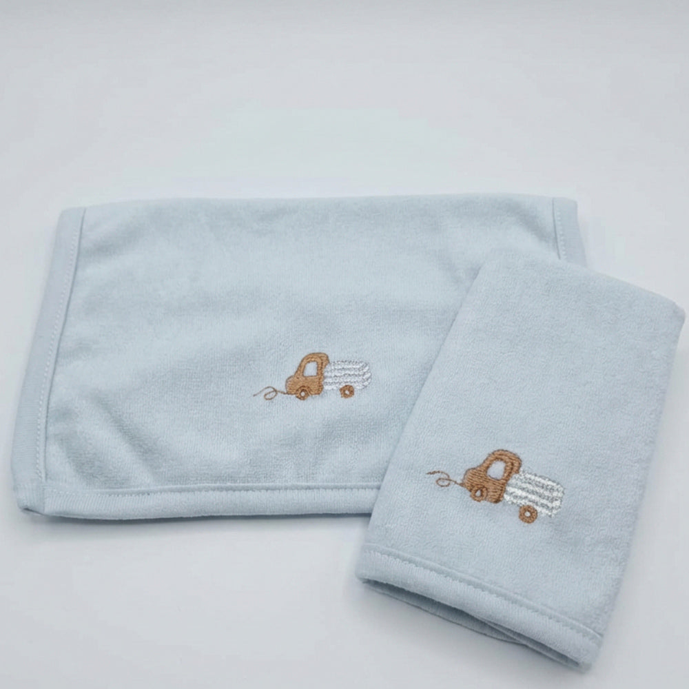 Kit de 2 Toalhas de Boca Mini E Co Suedine com Forro Atoalhado Masculino - Caminhão