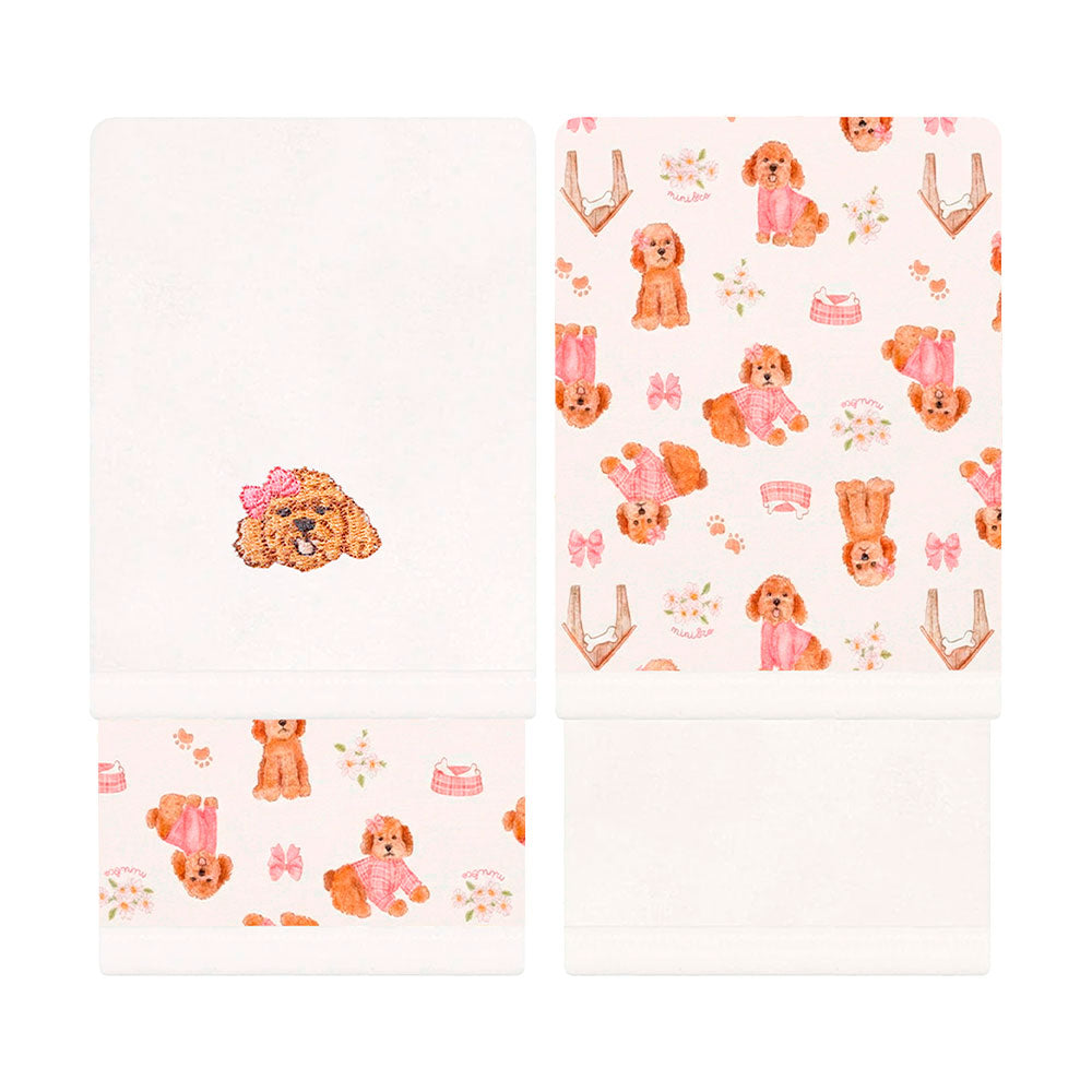 Kit de 2 Toalhas de Boca Suedine Forro Atoalhado Mini & Co Feminino – Cachorrinha