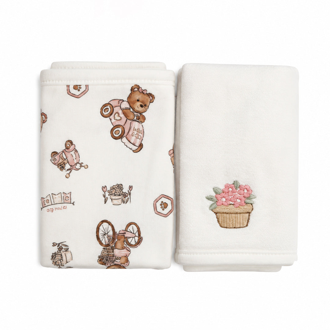Kit De 2 Toalhas de Boca Mini & CO Feminino - Ursinhas