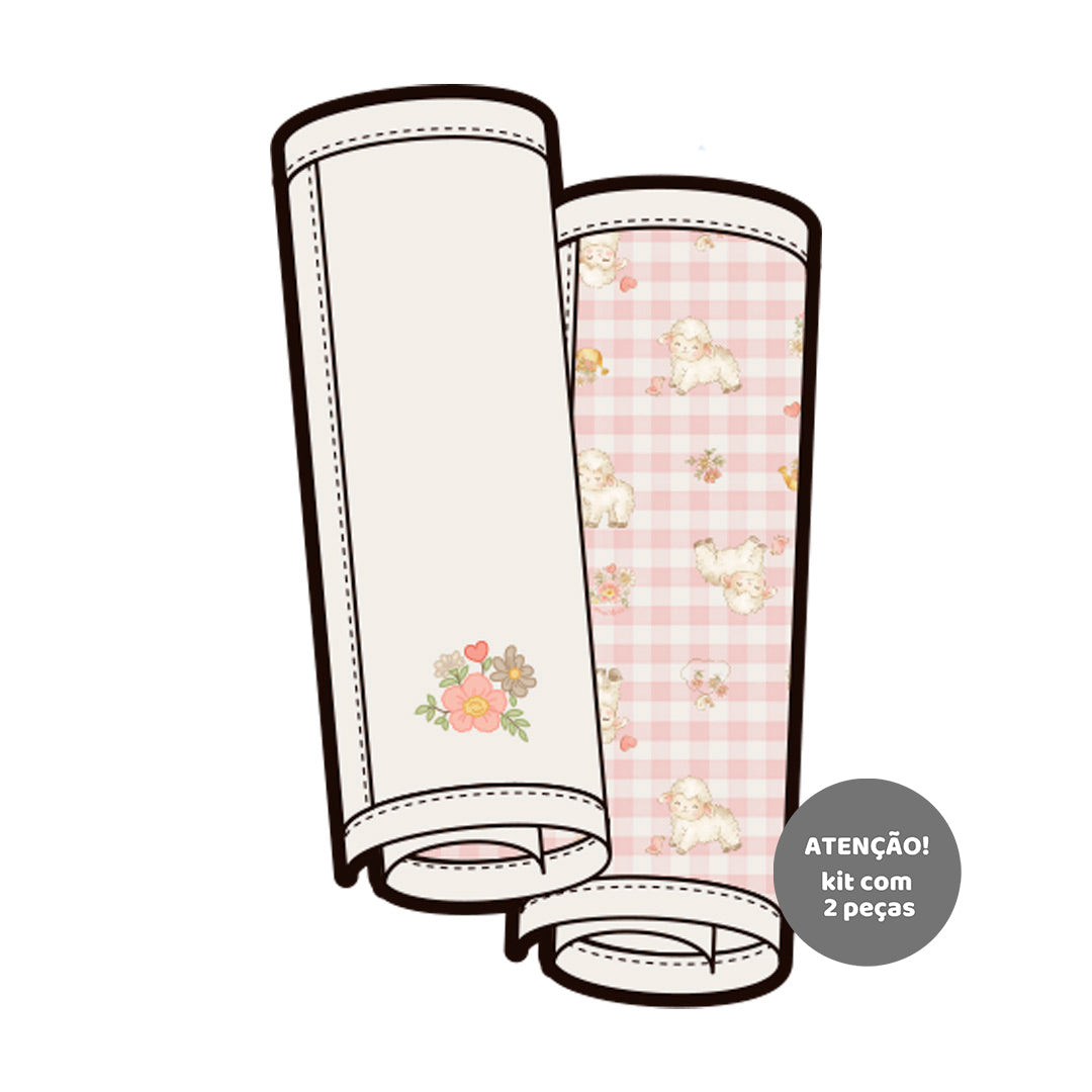 Kit de Toalhas de Boca Mini & CO Em Suedine e Atoalhado Feminina - Ovelhinhas