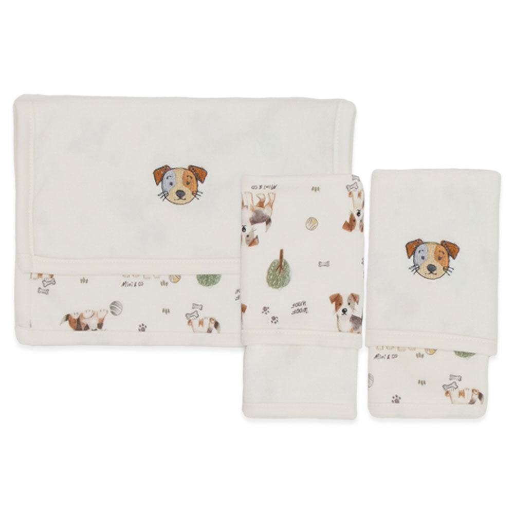 Kit de 2 Toalhas de Boca Suedine com Forro Atoalhado Masculino - Cachorrinho