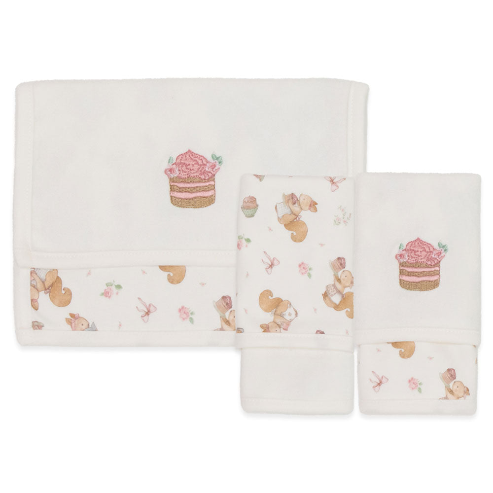 Kit de 2 Toalhas de Boca Suedine com Forro Atoalhado Feminino - Esquilinhas