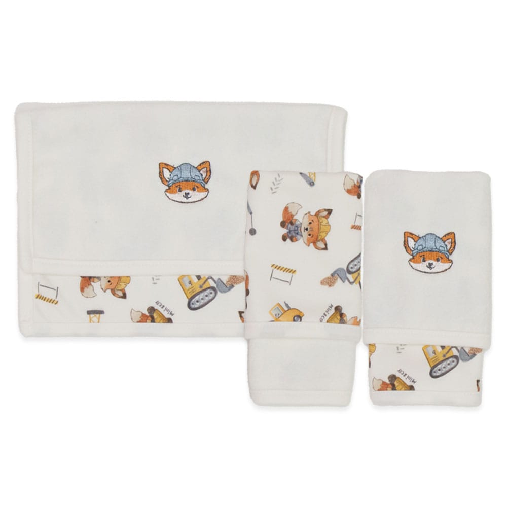 Kit de 2 Toalhas de Boca Suedine com Forro Atoalhado Masculino - Raposinha