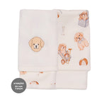 Kit de 2 Toalhas de Boca Estampadas Suedine com Forro Atoalhado Masculino - Cachorrinhos