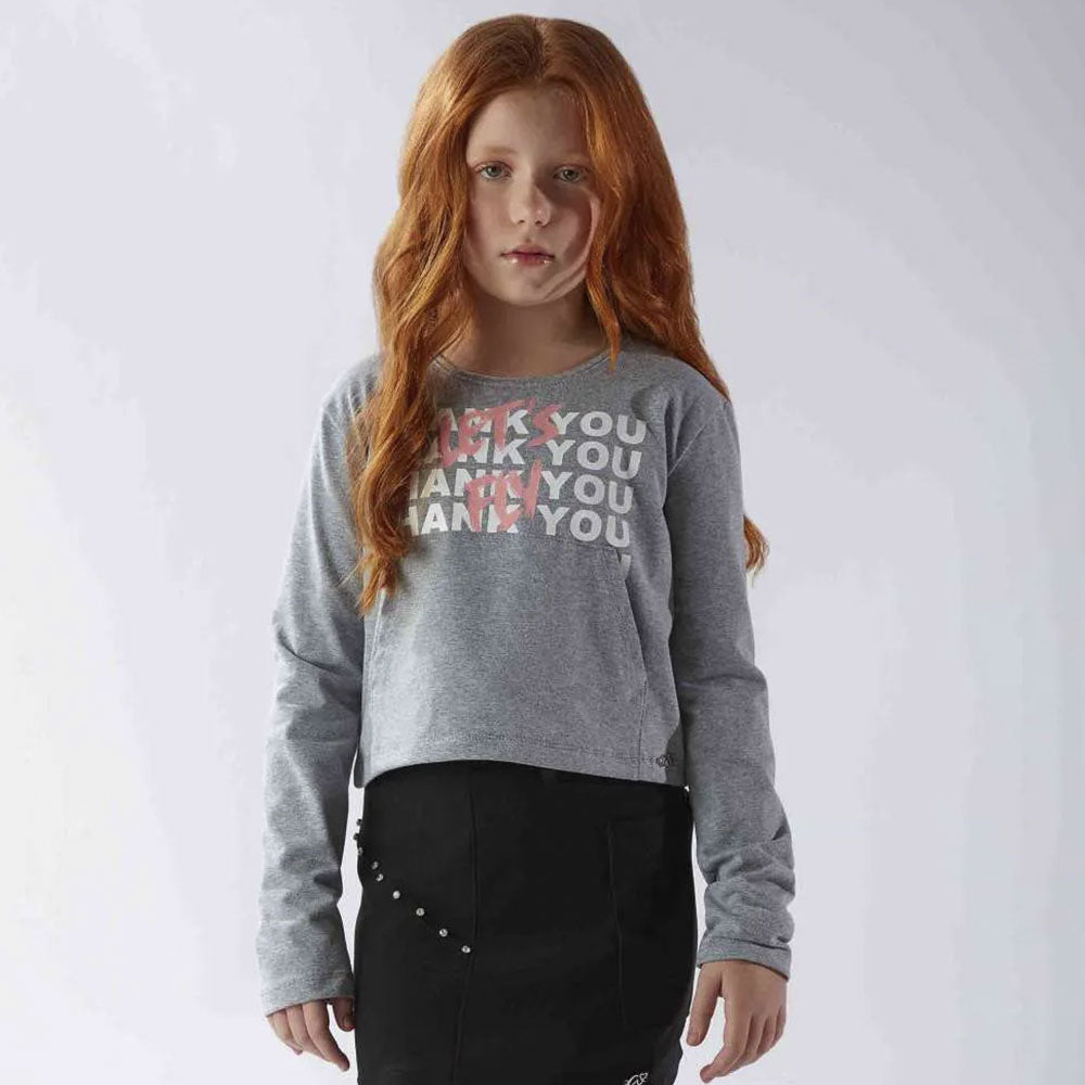 Blusinha Manga Longa Thank You Mescla Menina Anjo - Feminina